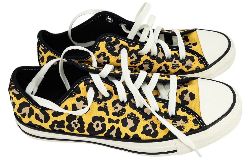 New! Converse Custom Chuck Taylor All Star By You Size 6.5 / 8.5 Yellow Leopard
